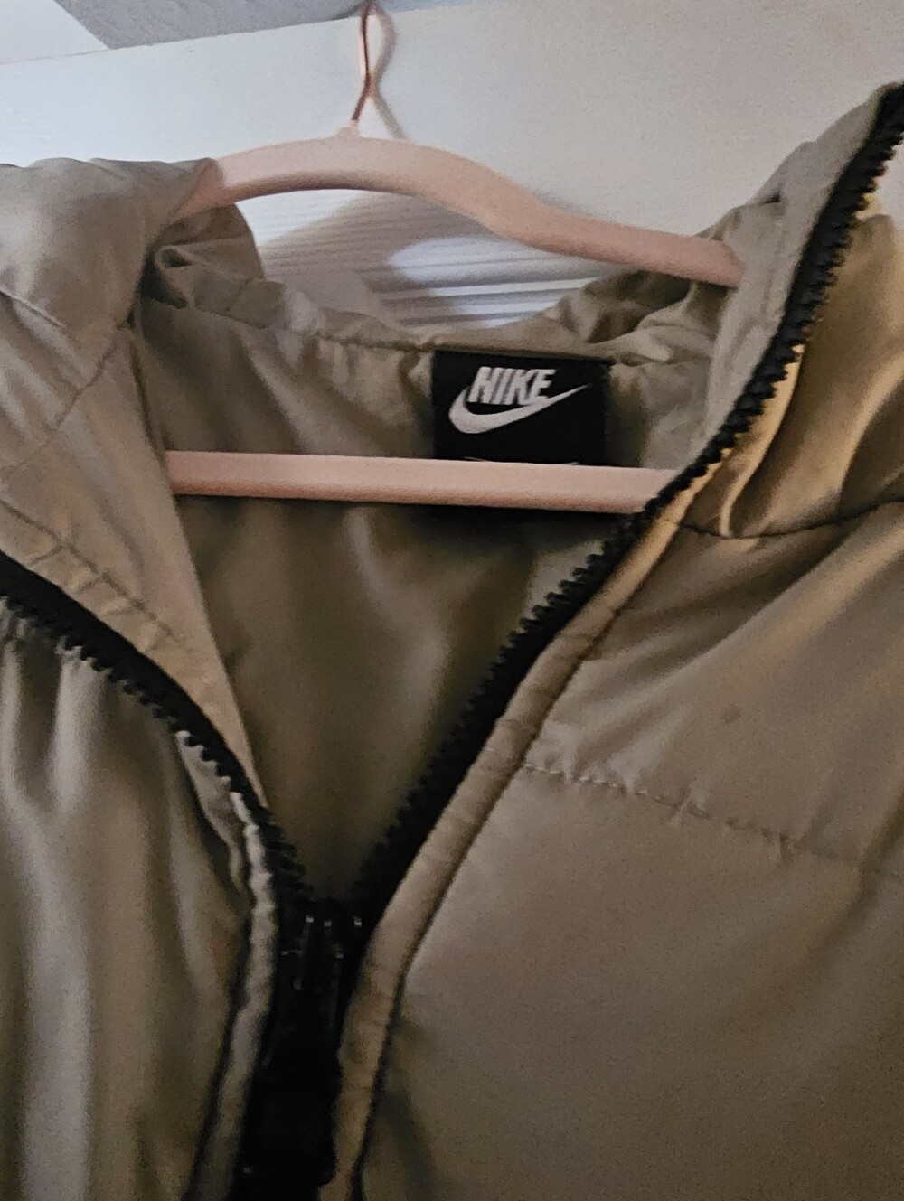 Nike Womens  Tan Hooded Puffer Jacket